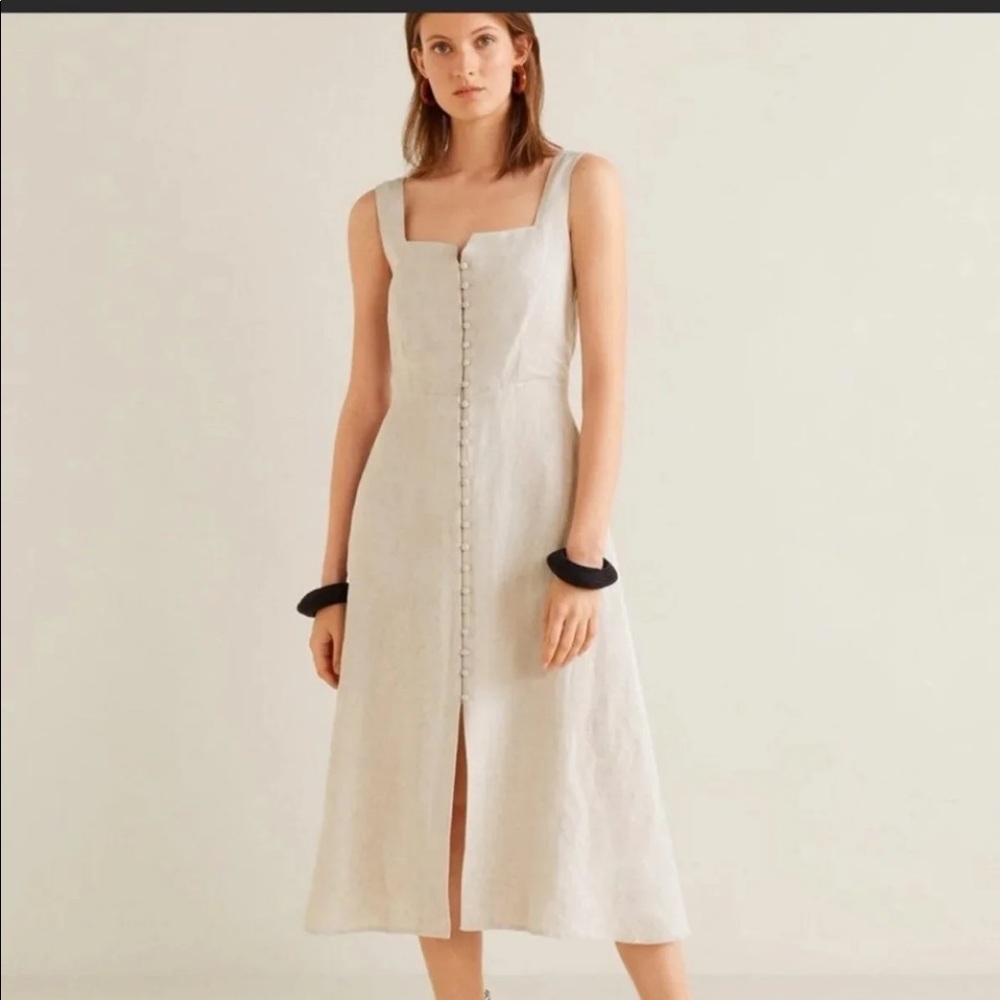 Mango linen midi dress